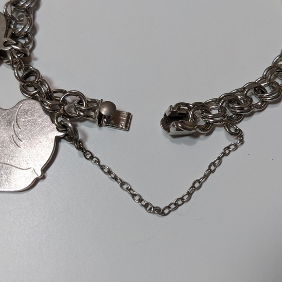 Elco Sterling Silver Charm Bracelet with 3 Girl Silhouette Charms - Picture 5 of 7